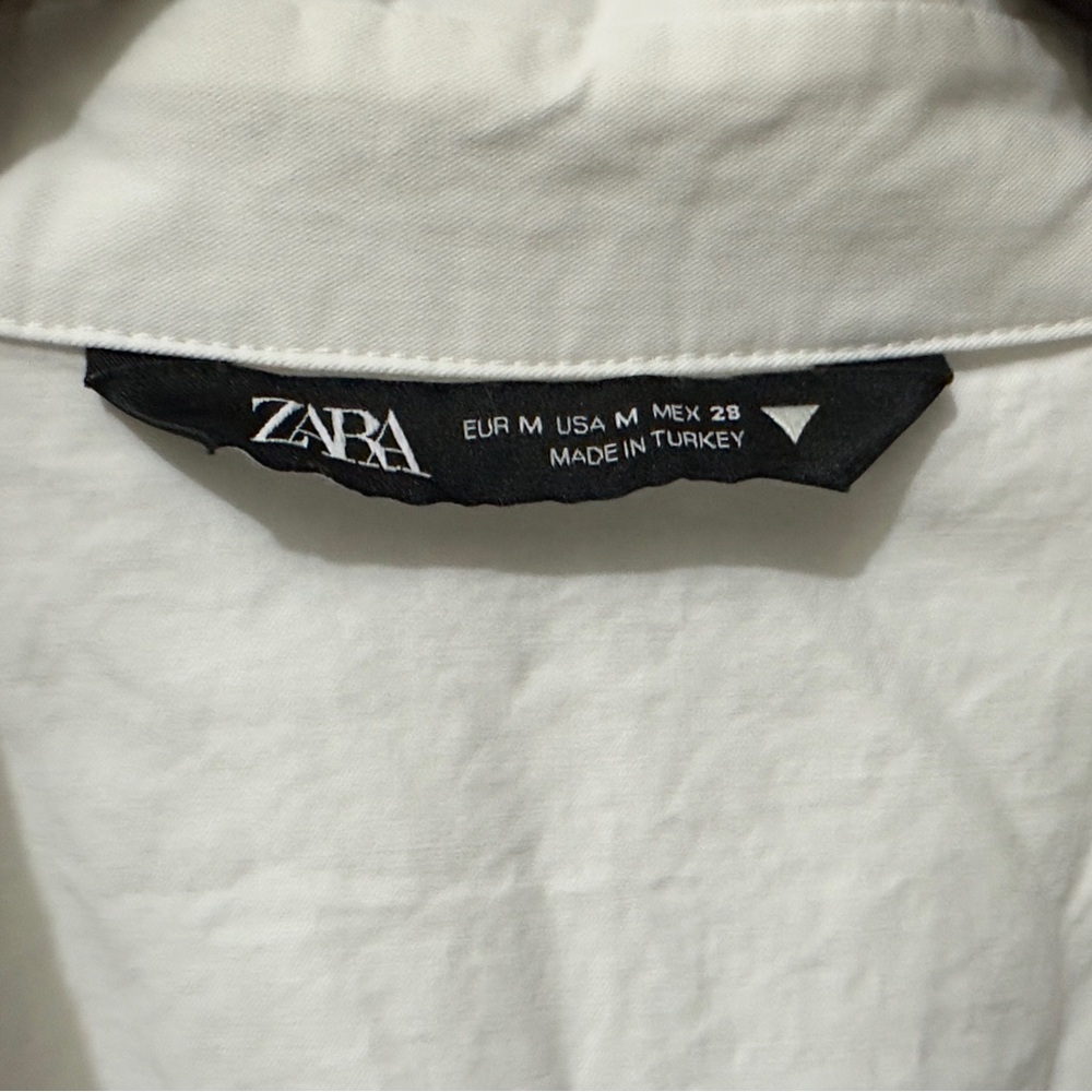 Zara | NWOT Turkey 100% Cotton White Poplin Wrap Shirt Dress (size M) - Picture 9 of 15